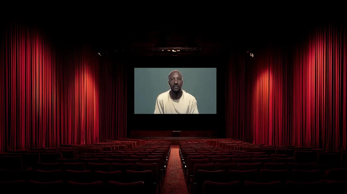 Concept art of Asbest on a cinema screen.